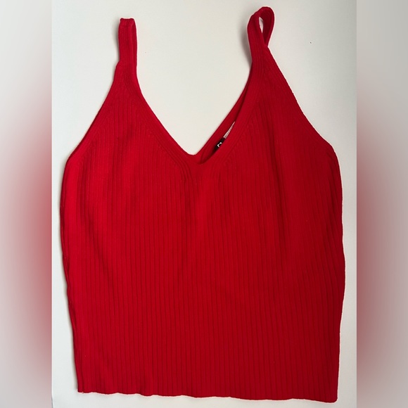 H&M Tops Hm Red Knit Tank Top Poshmark